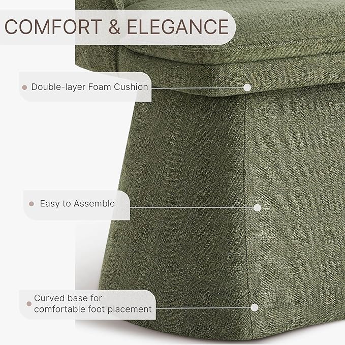 KISLOT Swivel Dining Chairs Set of 1, Upholstered Mid Century Modern Deskchair with Round Back, Linen Fabric Kitchen Chairs for Dining Room, Bedroom, Dressing Room, Green