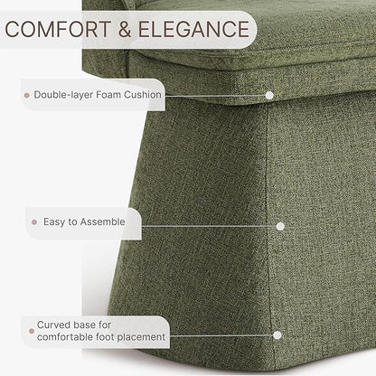 KISLOT Swivel Dining Chairs Set of 4, Upholstered Mid Century Modern Deskchair with Round Back, Linen Fabric Kitchen Chairs for Dining Room, Bedroom, Dressing Room, Green