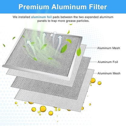 4 Pcs BPS1FA30 Range Hood Grease Filter 11-3/4" x 14-1/4" x 3/8" Multi-layer Aluminum Mesh - Fit for Bro.an Nu.Tone Allure Range Hood Filter,Replaces 99010299 BPS2FA30 99010305 by TOMOON