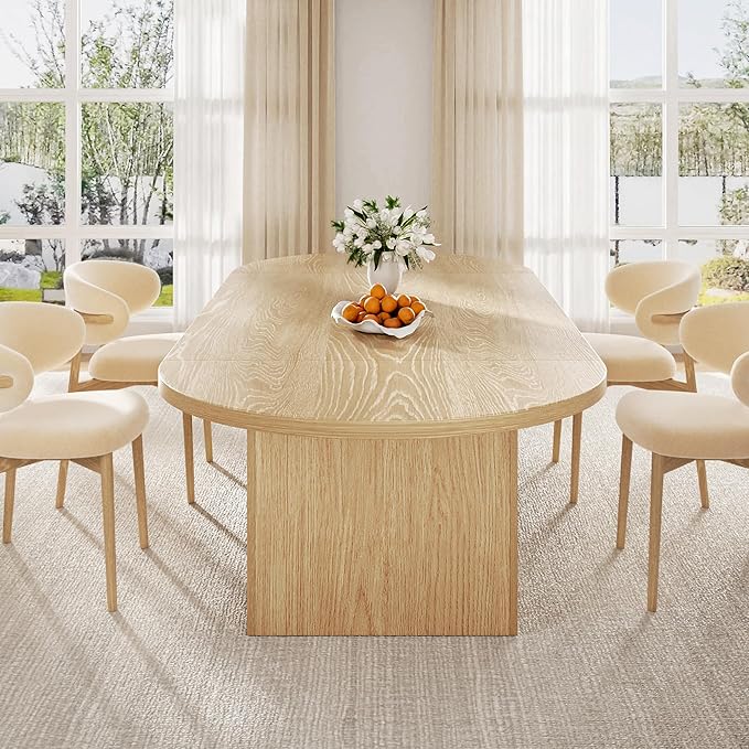 Jocoevol 78.7" Dining Table for 6 8 10, Modern Dining Room Table with Storage, Wood Kitchen Table with Heavy Duty Legs, Dinner Tables for Kitchen Dining Room (Natural)