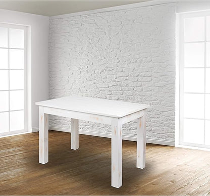 Flash Furniture HERCULES Series 46" x 30" Rectangular Antique Rustic White Solid Pine Farm Dining Table