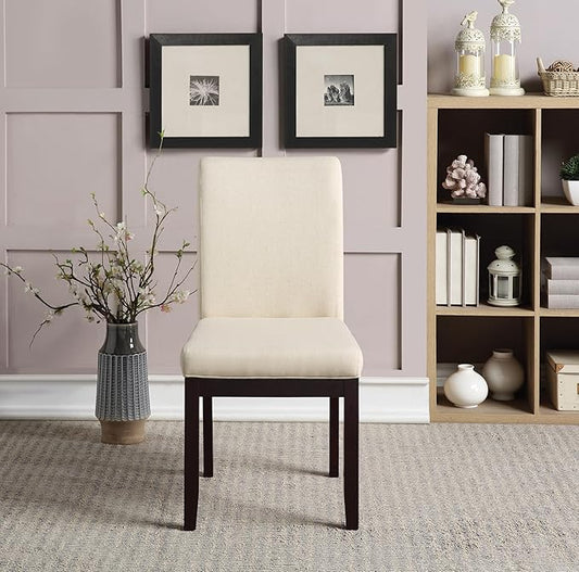 OSP Home Furnishings Dakota Upholstered Parsons Dining Chair with Espresso Finish Wood Legs, Linen