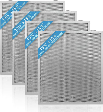 4 Pack S99010430-002 Range Hood Filter 15-3/4" x 13-7/8" x 3/8" Compatible with Broan Nutone Kenmore range hoods,Replaces 4512880 99010430-002 Range Hood Aluminum Grease Filter