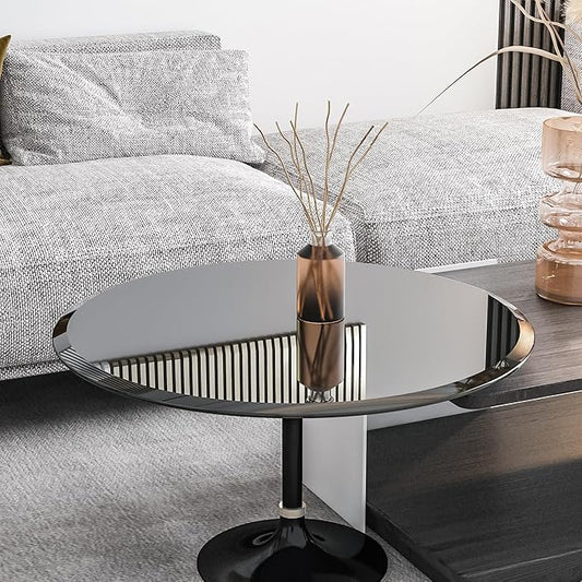 32" Tempered Glass Table Top Round Black Surface 3/8'' Thick Beveled Edge Multipurpose for Dining, Coffee, Restaurant and End Table (3/8" Thick - Beveled Edge, 32 inch-Black)