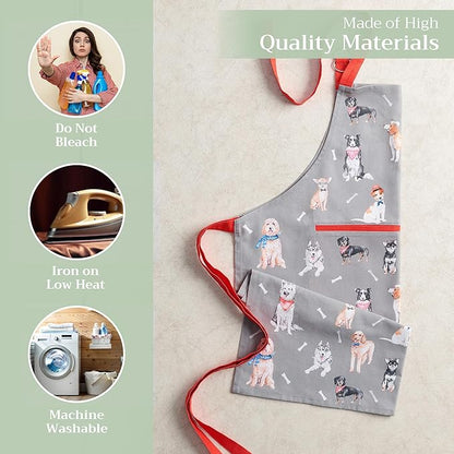 Maison d' Hermine 100% Cotton Apron for women with Pocket Kitchen Chef Apron for Men Cooking Mothers Day Gifts
