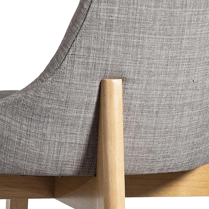 Casaphoria Set of 2 Upholstered Dining Chairs, Light Grey Fabric Kitchen Chairs with Oak Wood Legs, Modern Accent Chairs for Dining Room, Living Room or Kitchen