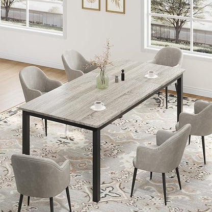79 Inch Industrial Dining Table for 4-6 Person Rectangle Kitchen Table with Metal Legs,Round Corners, Writing Desk, for Modern Farmhouse, for Kitchen, Dining Room,Quick Assembly, Wood