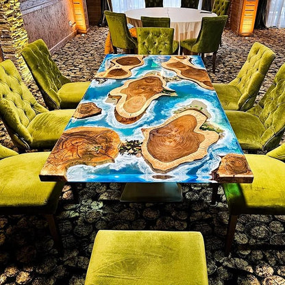 RESINHOMEFURNITURE Meticulously Island Look Epoxy Resin Dining Table Living Room Table Hallway Table Meeting Table Conference Table Bar Counter Table Center Table Home Décor