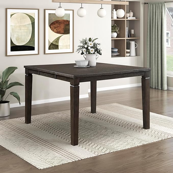 Lexicon Modern Counter Height Dining Table, Expandable Wooden Kitchen Table with Removable Leaf, Space Saving, Seats for 4-6 People, for Home, Dining Room, 36 Inch-54 Inch, Dark Espresso