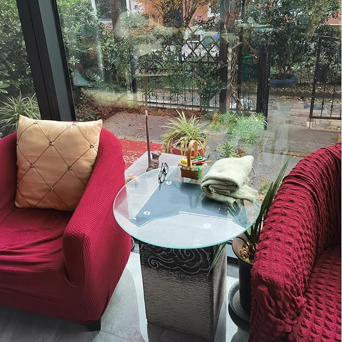 12" Round Tempered Glass Table Top, Clear Surface Flat Polished Edge for Furniture Protection Patio Dining Coffee End Tables (12 inch)