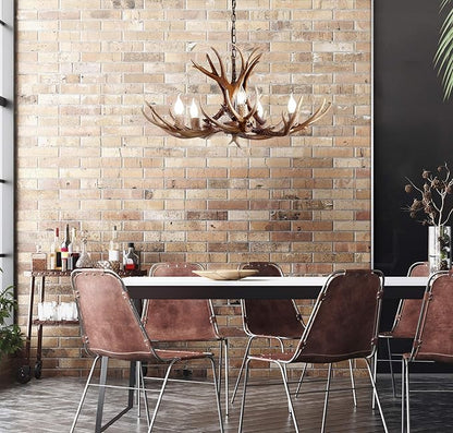 JONATHAN Y 30" Brown Rustic Resin Antler 5-Light LED Chandelier, Farmhouse Faux Deer Horn Hanging Ceiling Light for Dining Room, Kitchen Island, Adjustable Light Fixture (JYL6300A)