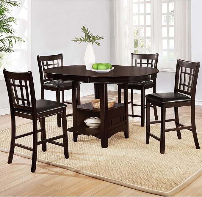 Extension Counter Dining Table Extendable Kitchen Dining Table with Sturdy Elegant Base Modern Classic Versatile Table Practical(Brown)