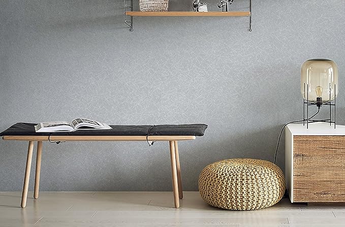 Safiyya 17.3 inch X 78.7 inch Peel and Stick Wallpaper Silver Grey Silk Wallpaper Textured Removable Wall Paper Embossed Self Adhesive Contact Paper for Walls Vinyl Rolls