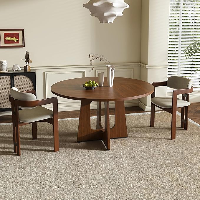 47" Farmhouse Dining Table, Kitchen Table with Stable Structure, Dinner Tables with Simple Assembly for Home Gatherings & Daily Dining, Walnut