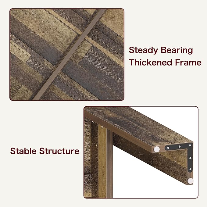 CABIHOME 63" Dining Table for 4-6, Large Farmhouse Rectangular Kitchen Dining Room Table, Wooden, Thick Frame & Sturdy Triangular Legs, Strong Wood Base for Small Space, Dinner, Kitchen, Rustic Brown