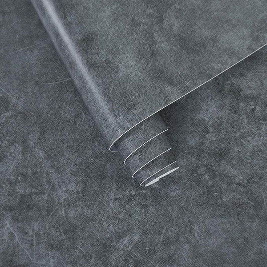 3yecao 16"×118" Thick Dark Blue Grey Concrete Wallpaper Peel and Stick Waterproof Glossy Textured Gray Concrete Contact Paper Vinyl Wrap Self Adhesive Cement Tile Sticker for Countertops Kitchen Walls