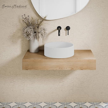 Swiss Madison Lisse 14.5" Concrete Round Vessel Sink in Matte White