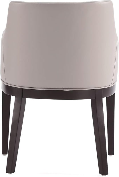Manhattan Comfort Gansevoort Modern Faux Leather Dining Chair with Arms, Leatherette Upholstery on Solid Beech Wood Frame, Accent Furniture for Kitchen Table or Office, Set of 1, Light Grey