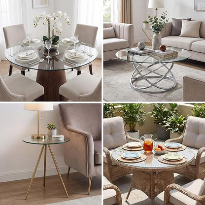 16" Tempered Glass Table Top Round Transparent Table Surface 1/4'' Thick Pencil Polished Edge Multipurpose for Dining, Coffee, Restaurant and End Table (16 inch)