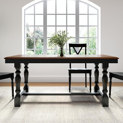 Bush Home 67-Inch Dining Table for 4-6 People, Squire Trestle Farmhouse Rectangular Wood Dining Room Table, Kitchen, Living Room, Sterling Dining Collection, Burnished Medium Brown and Black Paint
