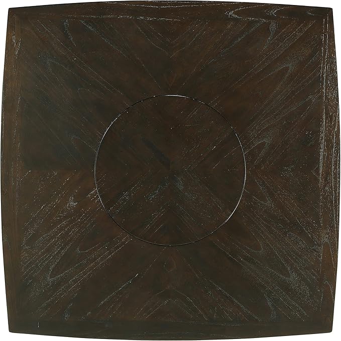 Lexicon Baronscourt 54" Square Counter Height Table for 8, Mindy Veneer Wood Dining Table with Lower Storage Shelf and Built-in Lazy Susan, for Dining Room/Kitchen, Dark Brown