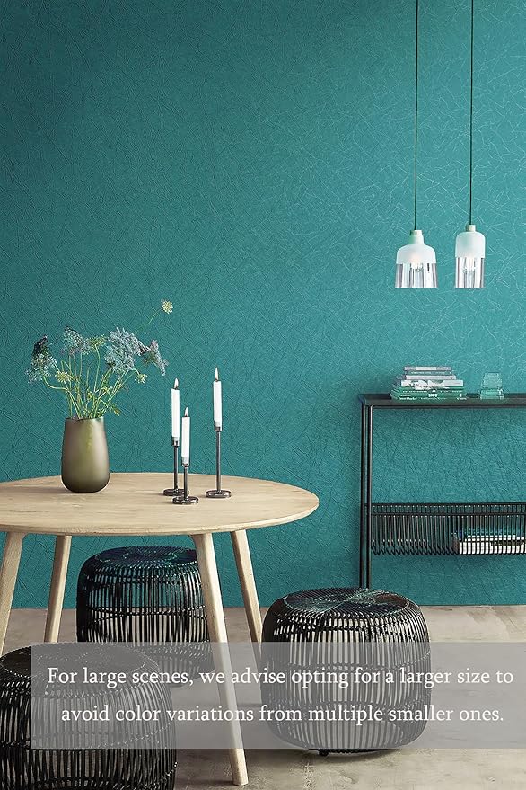 Safiyya Wallpaper Teal Silk Contact Paper Textured Wallpaper Peel and Stick Modern Removable Wall Paper Silk Decorative Self Adhesive Vinyl Rolls 118"x 17.3"