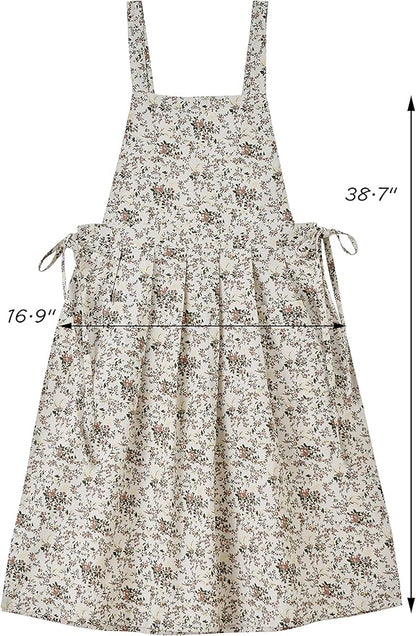 Floral Cotton Waterproof Adult Kitchen Apron Adjustable Cooking Baking Garden Chef Apron with Pocket