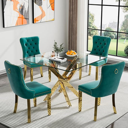 35.43'' Square Glass Dining Table,Modern Kitchen Table for 2-4 People,Dining Room Table with Tempered Glass Top and Metal Legs for Kitchen Apartment
