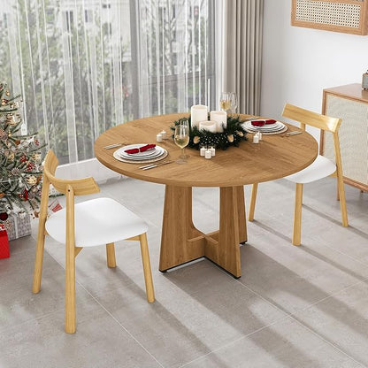 Modern Extendable Dining Table with Folding Tabletop, Kitchen Island with Wheels, Hooks & Drawers - Space Saving Sturdy Frame Construction, Easy Assembly Kitchen & Dining Room Furniture,CreamWhite-Nat