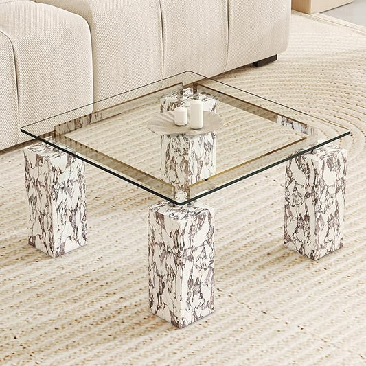 24" Square Tempered Glass Table Top, Clear Surface 1/4" Thick Flat Polished Edge for Furniture Protection Patio Dining Coffee End Tables (24 inch)