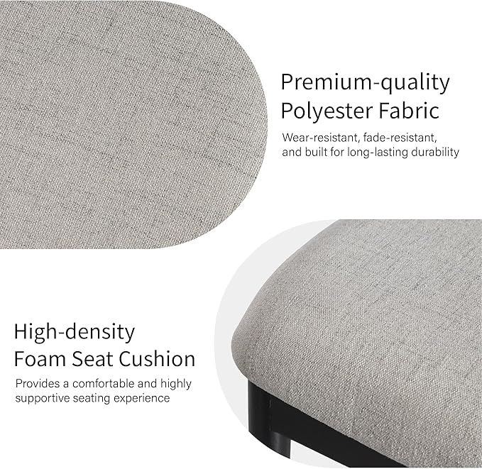 Casaphoria Upholstered Dining Chairs Set of 2, Mid-Century Modern Kitchen Chairs with Solid Wood Legs & Thick Cushion, Ergonomic Fabric Accent Chairs for Dining Room, Vanity & Office, Gray and Black