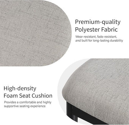 Casaphoria Upholstered Dining Chairs Set of 2, Mid-Century Modern Kitchen Chairs with Solid Wood Legs & Thick Cushion, Ergonomic Fabric Accent Chairs for Dining Room, Vanity & Office, Gray and Black
