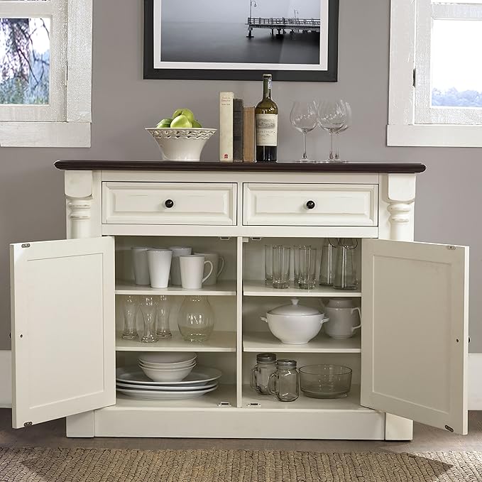 Crosley Furniture Shelby Traditional Sideboard Buffet Cabinet with Storage, White