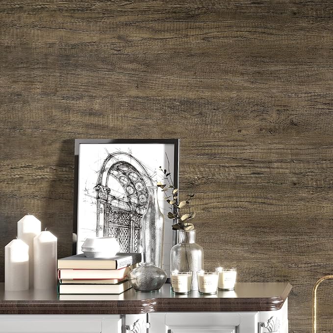 WESTICK 118" x 24" Rustic Wood Contact Paper for Countertops Waterproof Wood Wallpaper Peel and Stick Vintage Wooden Contact Paper Self Adhesive Woodgrain Vinyl Wrap for Tables Bathroom Cabinets