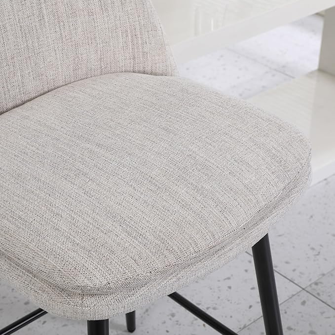 Counter Height Swivel Bar Stools Set of 2, 360° Swivel Upholstered Barstools with Back and Metal Legs, 25.6" Seat Height,Counter Stools for Kitchen Island and Pub,Linen Cloth