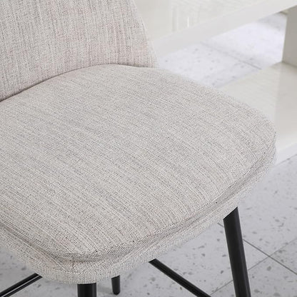 Counter Height Swivel Bar Stools Set of 2, 360° Swivel Upholstered Barstools with Back and Metal Legs, 25.6" Seat Height,Counter Stools for Kitchen Island and Pub,Linen Cloth