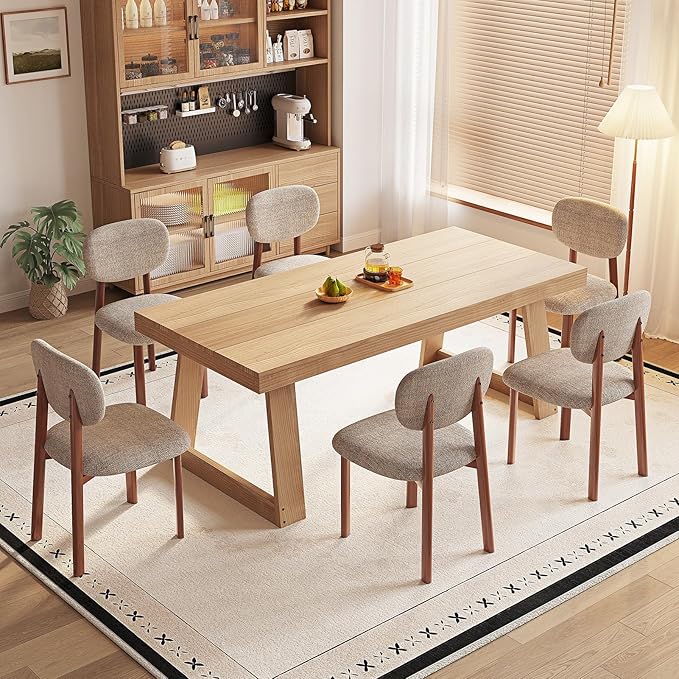 Modern Dining Room Chairs Set of 2 Upholstered Kitchen & Dining Chairs with Metal Legs for Dining Room Kitchen Living Room, Brown/Walnut Linen