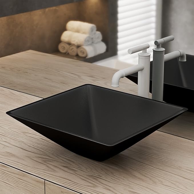 Swiss Madison Well Made Forever SM-VS310, Claire 15.5" Glass Vessel Sink, Black