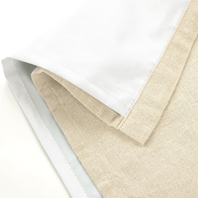Lush Decor Linen Button Window Curtain Panel, Single, 40" W x 84" L, Dark Linen - Country Curtains - Rustic Decor - Color Block Modern Farmhouse Curtains For Living Room, Bedroom & Dining Room