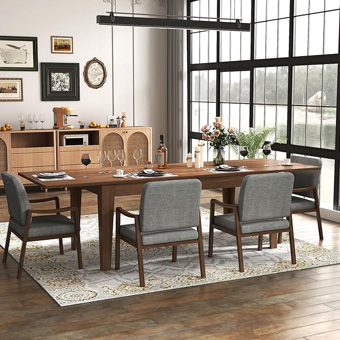 ODC 71" to 106" Extendable Dining Table, Expandable Large Kitchen Table Seats 6-10 People, Space-Saving Woodgrain Dining Room Table & Home Office Conference Desk, Walnut