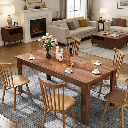 71" to 106" Expandable Dining Table, Modern Large Table for 6-10 People, Space-Saving Extendable Kitchen & Office Table, Brown