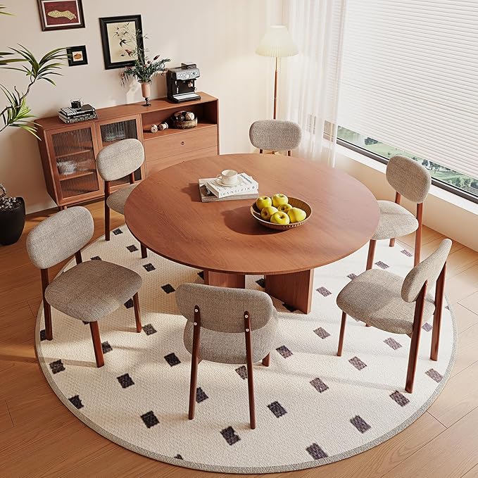 Modern Dining Room Chairs Set of 2 Upholstered Kitchen & Dining Chairs with Metal Legs for Dining Room Kitchen Living Room, Brown/Walnut Linen