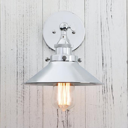 PERMO Vintage Industrial Metal Wall Sconce Lighting 180 Degree Adjustable Wall Lamp (Chrome)