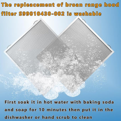 2Pack S99010430-002 Range Hood Grease Filter Replacement4512880 Size 13 7/8" X 15 3/4" X 3/8" Compatible With B-roan N-utone Ken-more Kitchen Exhaust Fan Filters