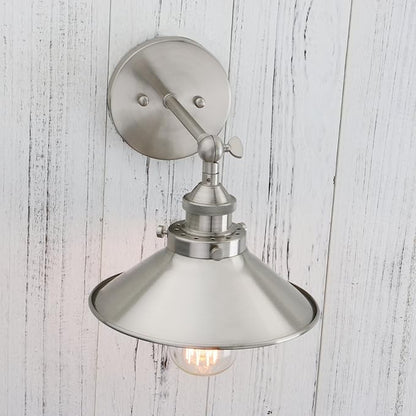 PERMO Vintage Industrial Metal Wall Sconce Lighting Brushed Nickel Sconces 180 Degree Adjustable Wall Lamp