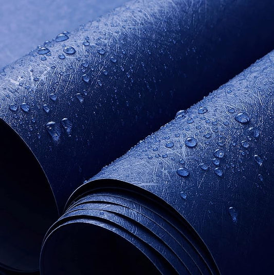 Safiyya Blue Silk Peel and Stick Wallpaper Textured Dark Blue Contact Paper Removable Wallpaper Silk Decorative Self Adhesive Wall Paper Vinyl Rolls 118"x 17.3"