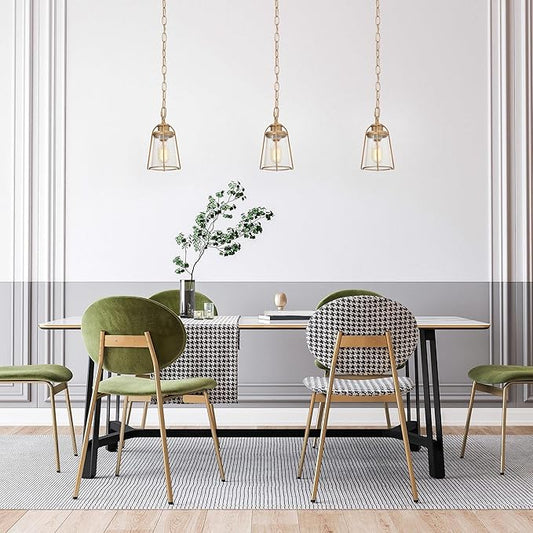 classy leaves Gold Pendant Lights, Modern Pendant Lighting Kitchen Island with Seeded Glass Shade, Hanging Light Fixtures for Foyer, Hallway, Entryway, Dark Gold Finish