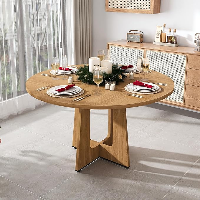 Modern Extendable Dining Table with Folding Tabletop, Kitchen Island with Wheels, Hooks & Drawers - Space Saving Sturdy Frame Construction, Easy Assembly Kitchen & Dining Room Furniture,CreamWhite-Nat