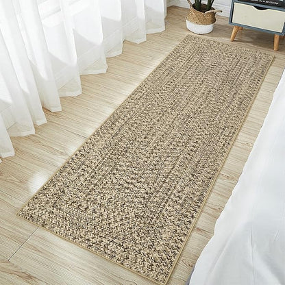 Printed Runner Rugs for Hallway 2x10 Washable Kitchen Rug Non Slip Modern Rug Farmhouse Soft Hallway Runner Contemporary Low Pile Rugs for Living Room Bedroom Decor Nursery, Beige/Grey