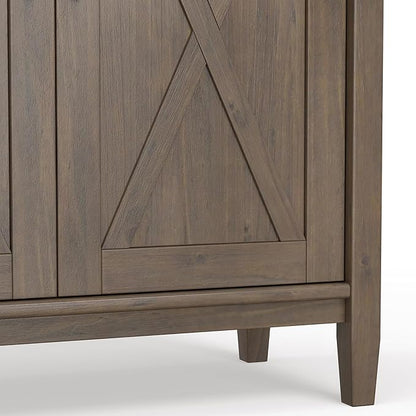 SIMPLIHOME Ela Storage Cabinet - 32 inch Wide Solid Wood 2-Shelf Low Storage Cabinet in Smoky Brown, Transitional Accent Cabinet for Entryway or Living Room with Shaker Style Doors and Shelves